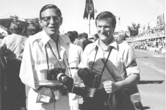 Fotografenkollegen: Dr. Hortolf Biesenberger (l.) und-Uli Schwab 1970 in Monza. Foto-Jutta-Fausel